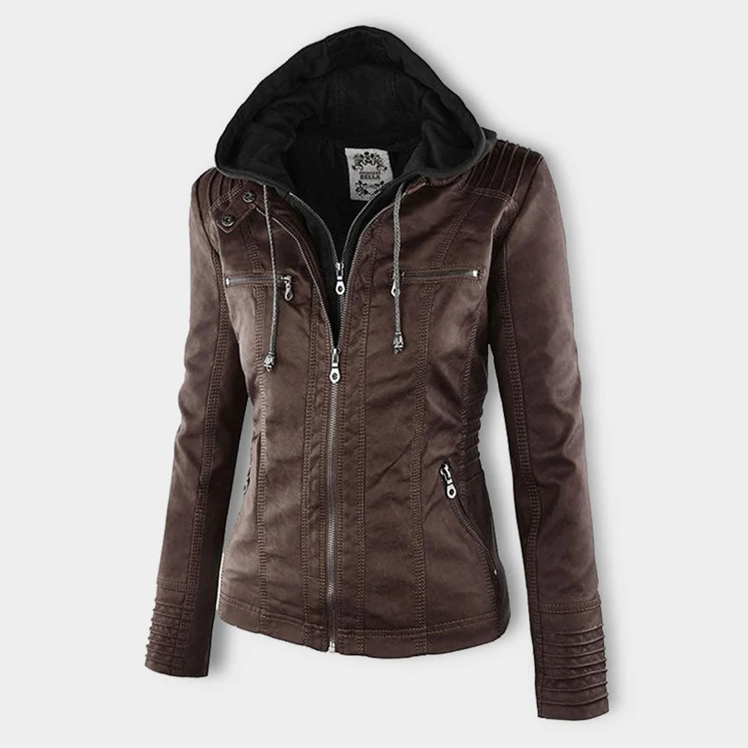 Veste Femme Zippée à Capuche Moto Biker Casual Automne Hiver - Hiverline