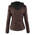 Veste Femme Zippée à Capuche Moto Biker Casual Automne Hiver - Hiverline