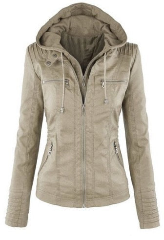 Veste Femme Zippée à Capuche Moto Biker Casual Automne Hiver - Hiverline