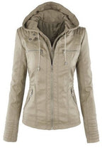 Veste Femme Zippée à Capuche Moto Biker Casual Automne Hiver - Hiverline