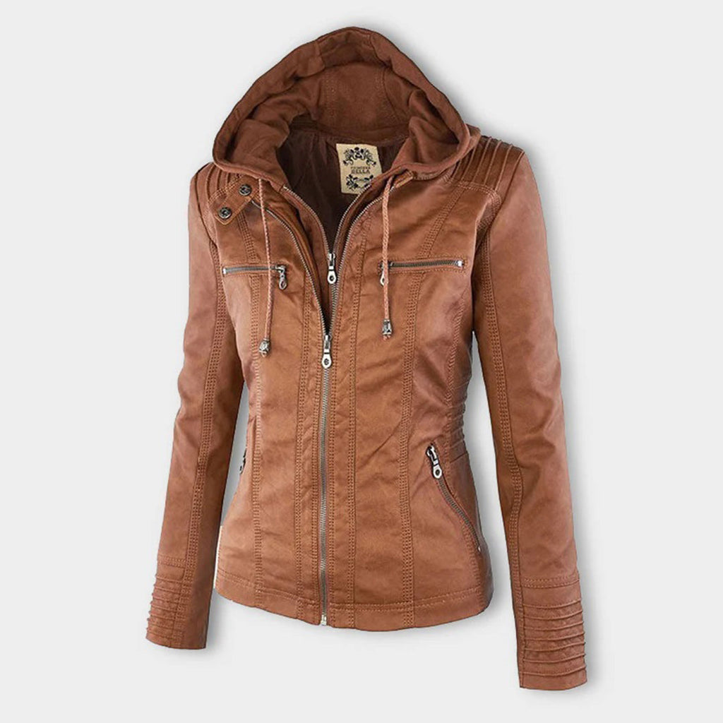 Veste Femme Zippée à Capuche Moto Biker Casual Automne Hiver - Hiverline