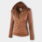 Veste Femme Zippée à Capuche Moto Biker Casual Automne Hiver - Hiverline