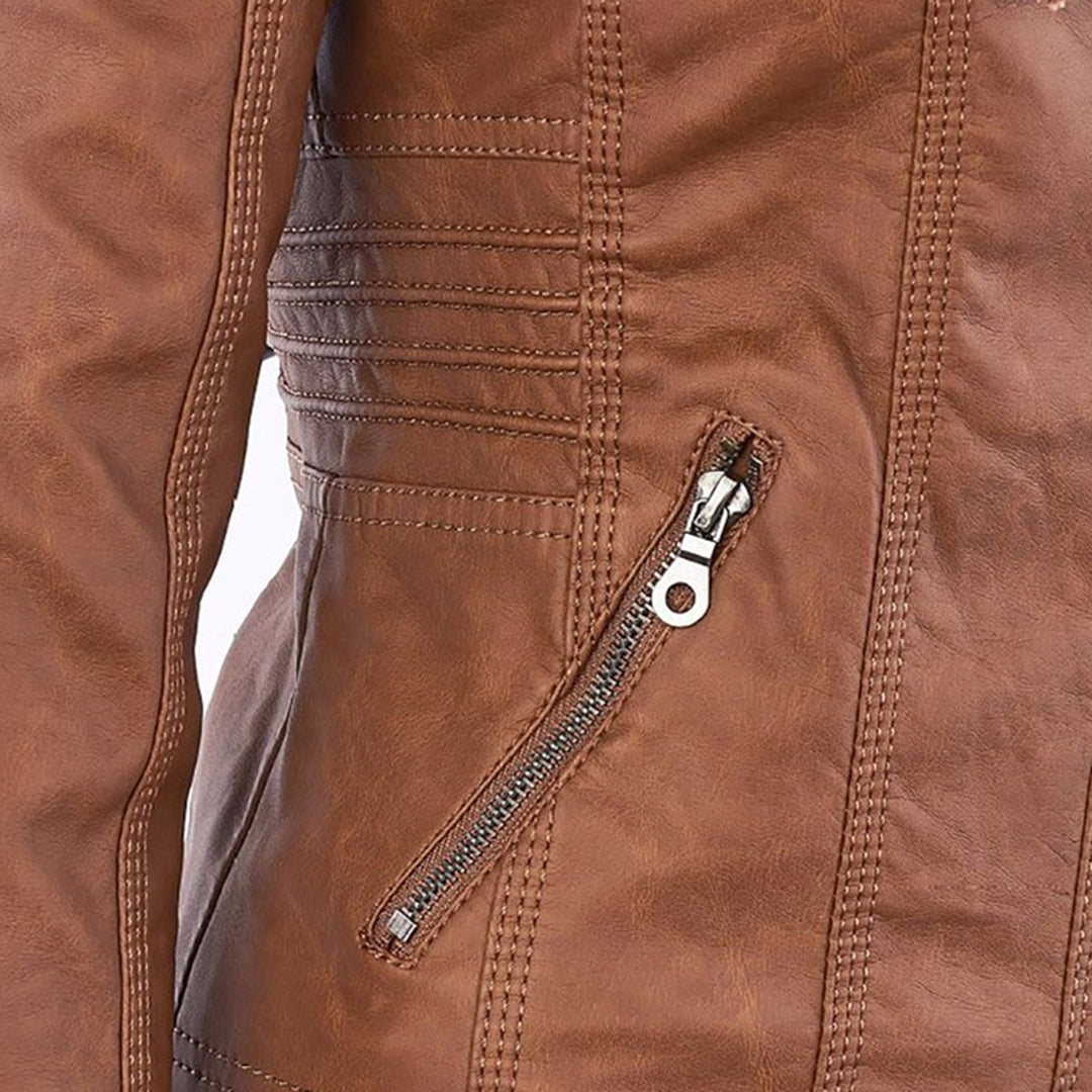 Veste Femme Zippée à Capuche Moto Biker Casual Automne Hiver - Hiverline