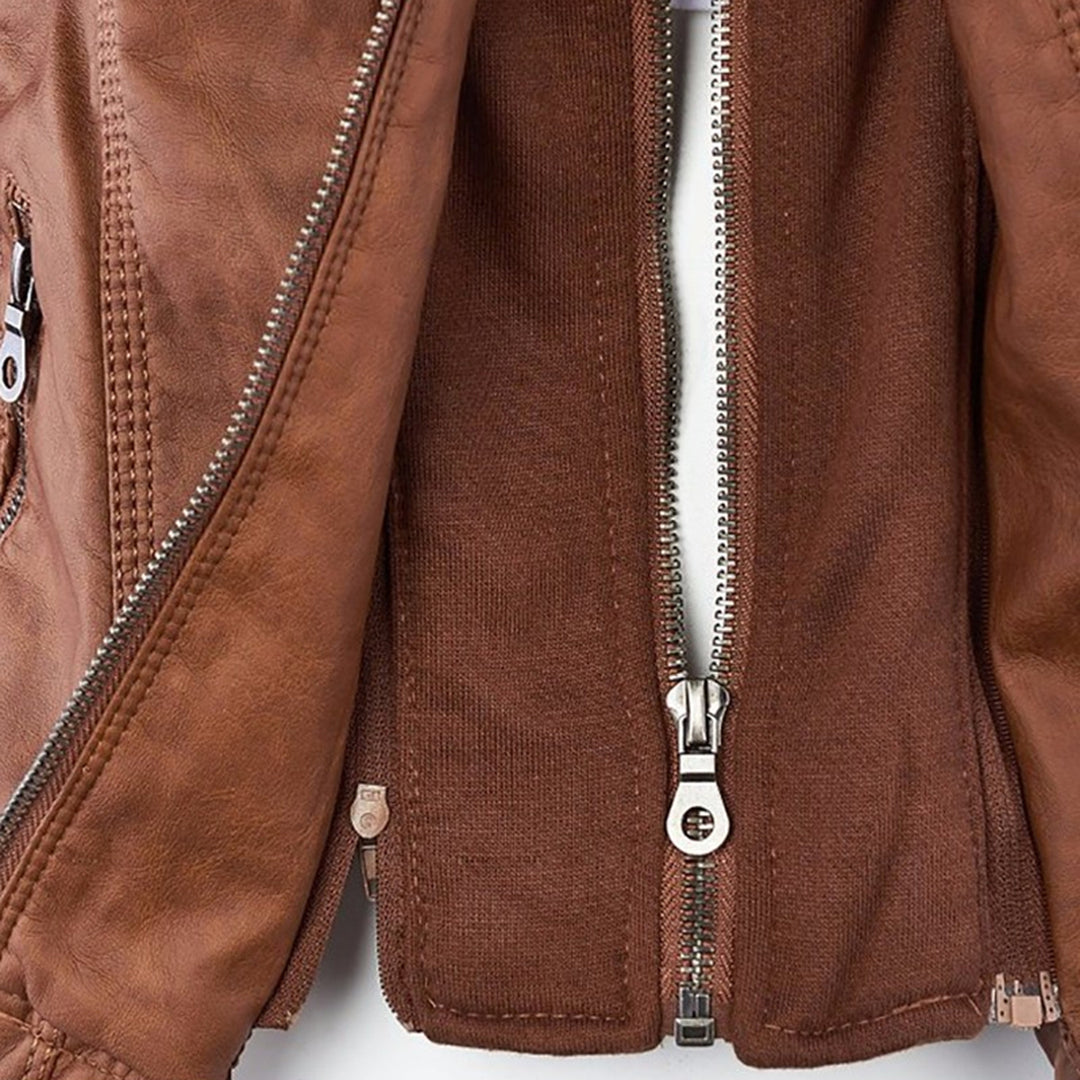 Veste Femme Zippée à Capuche Moto Biker Casual Automne Hiver - Hiverline