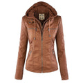 Veste Femme Zippée à Capuche Moto Biker Casual Automne Hiver - Hiverline