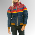 Veste Matelassée Femme à Capuche – Bandes Multicolores et Fermeture Éclair - Hiverline