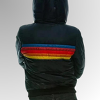 Veste Matelassée Femme à Capuche – Bandes Multicolores et Fermeture Éclair - Hiverline