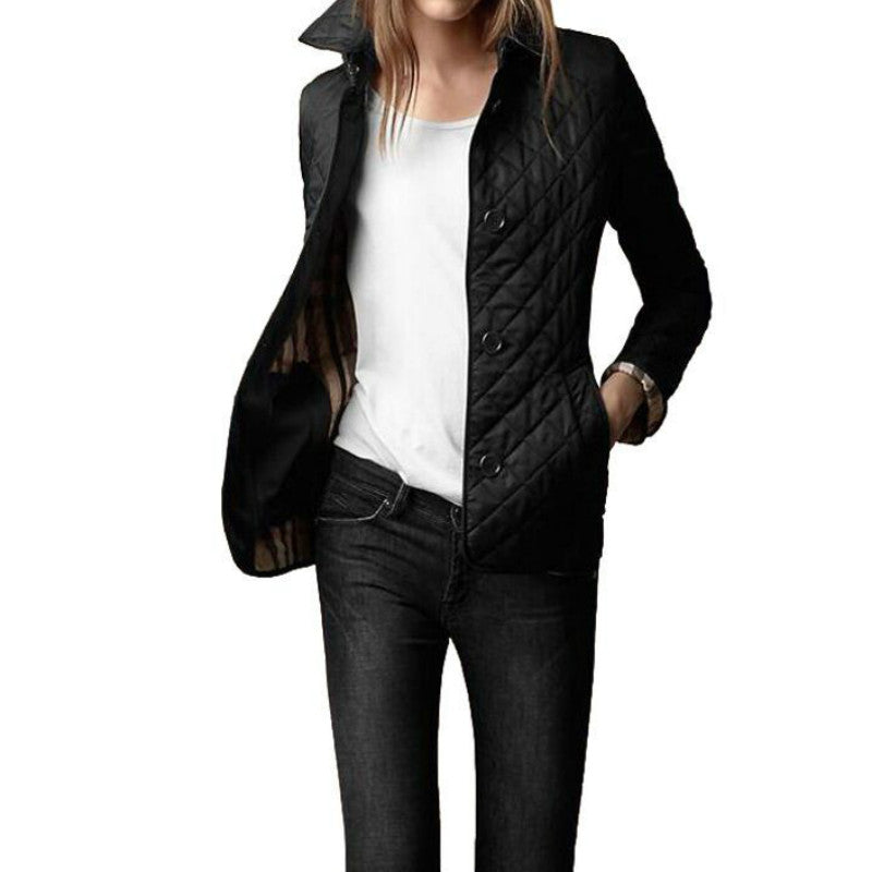 Veste Matelassée Femme à Col Chemise et Boutonnage Simple - Hiverline