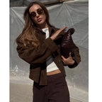 Veste pour Femme Courte à Col Montant et Poches Plaquettes - Hiverline