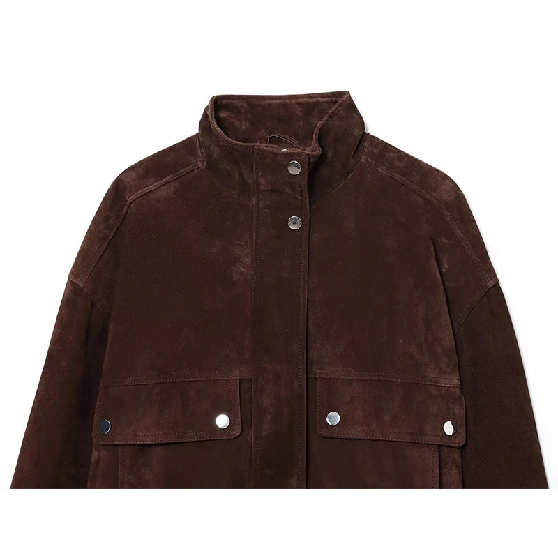 Veste pour Femme Courte à Col Montant et Poches Plaquettes - Hiverline