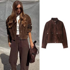 Veste pour Femme Courte à Col Montant et Poches Plaquettes - Hiverline