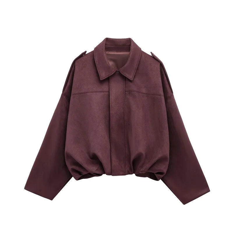 Veste pour Femme Oversize à Col Chemise et Fermeture Éclair - Hiverline