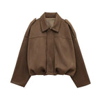 Veste pour Femme Oversize à Col Chemise et Fermeture Éclair - Hiverline