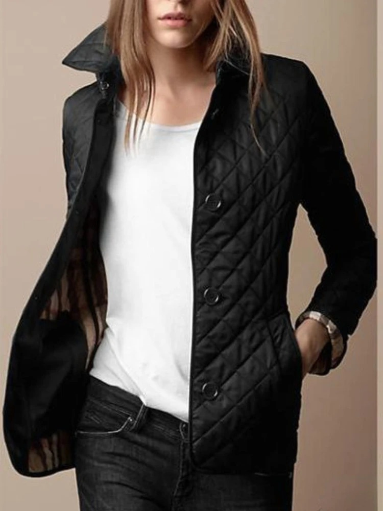 Veste Matelassée Femme Col Revers Légère Casual Automne Hiver