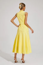 Robe Midi Sans Manches en Dentelle pour Femmes Invitées de Mariage Été Formelle Élégante Structurée – Olivia
