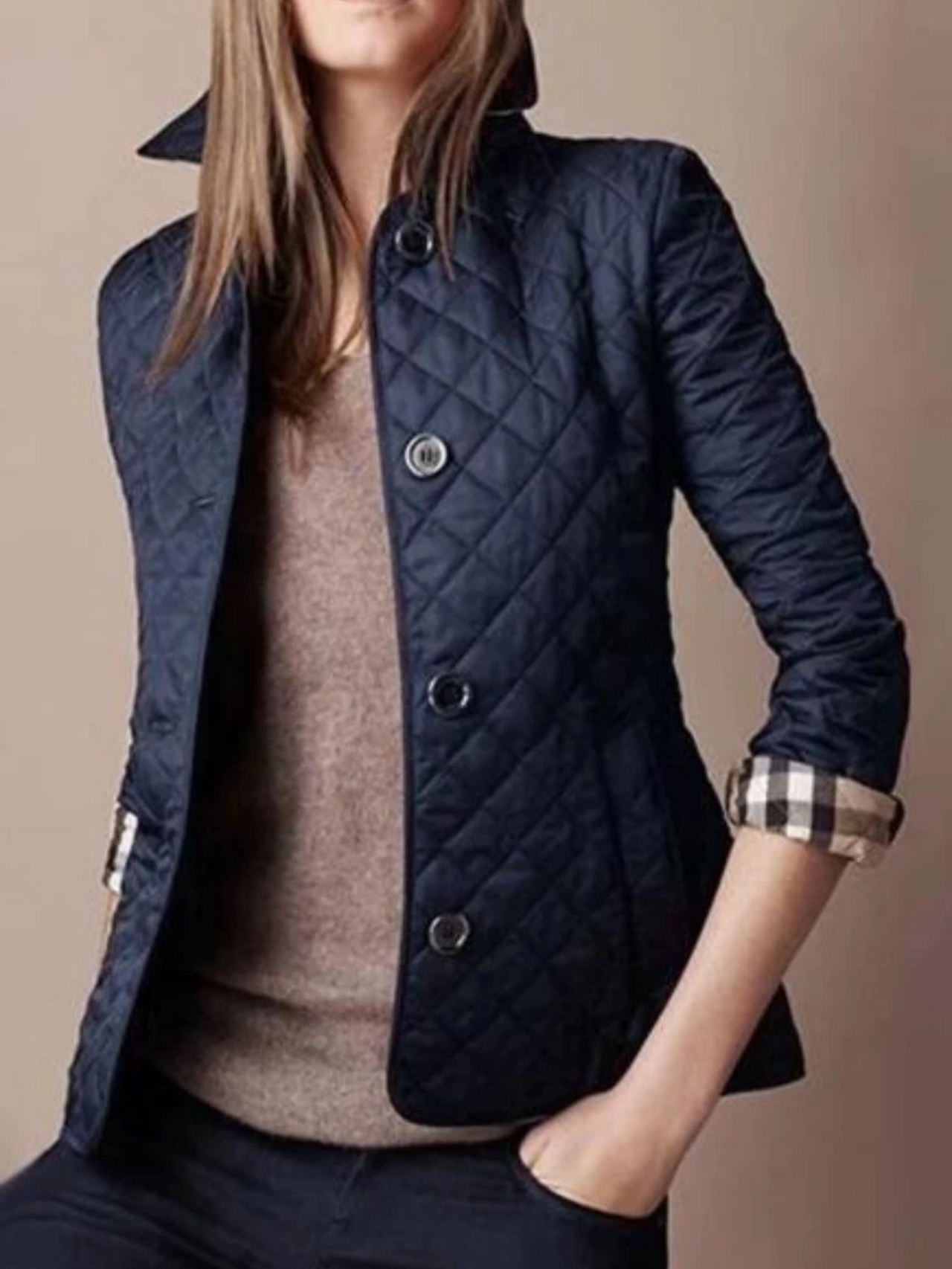 Veste Matelassée Femme Col Revers Légère Casual Automne Hiver