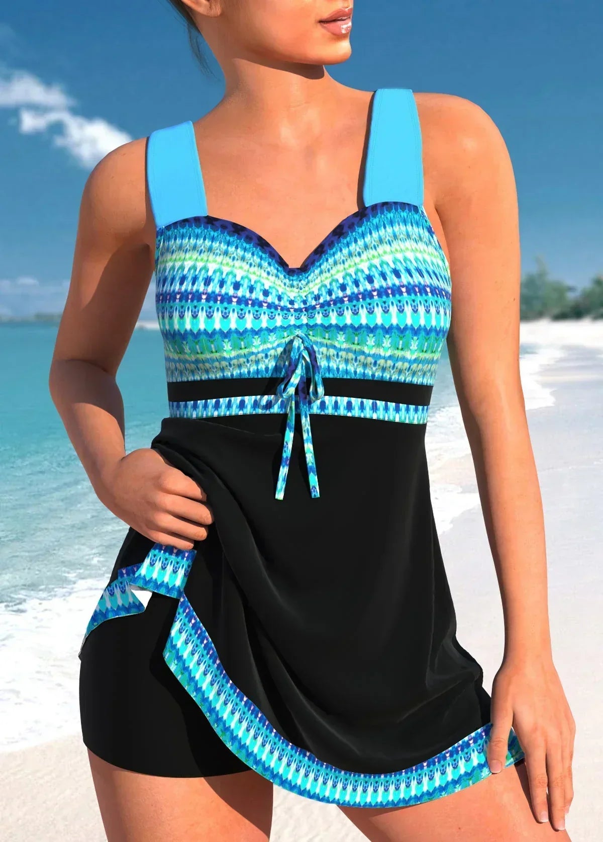 Maillot de bain femme à séchage rapide, décolleté en cœur, larges bretelles, jupe superposée, nylon élasthanne, plage, élégant